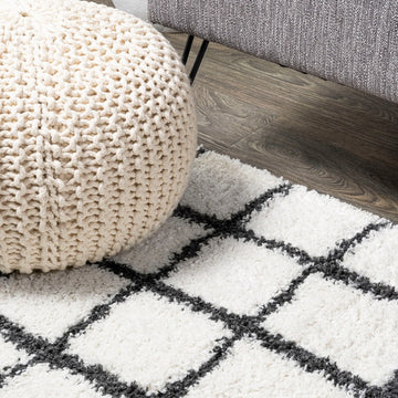 Arenal Geometric Grid Shag Area Rug